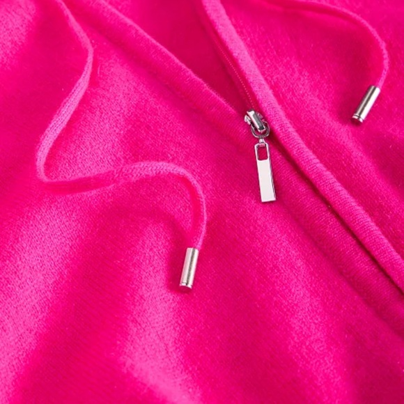 SMALL Charter Club 100% Cashmere Full Zip Hoodie Fierce Pink - Picture 6 of 8
